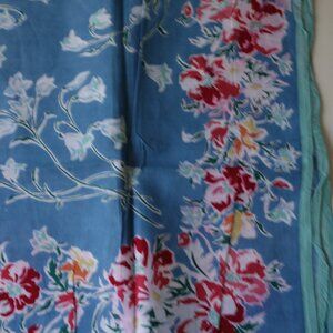 Beautiful Hand Stitched Blue Multi Color 30" X 32" Women's Cotton Scarf New